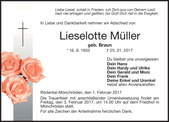 Traueranzeige von Lieselotte Müller von Neue Presse Coburg