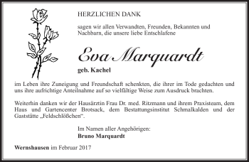 Traueranzeige von Eva Marquardt von Südthüringer Presse
