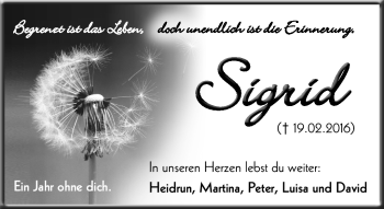 Traueranzeige von Sigrid Müller von Neue Presse Coburg