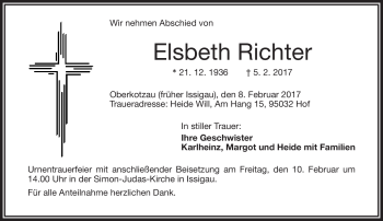 Traueranzeige von Elsbeth Richter von Frankenpost
