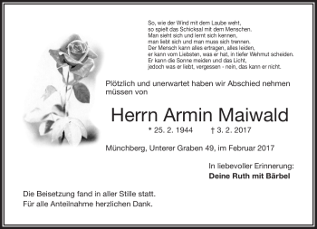 Traueranzeige von Armin Maiwald von Frankenpost