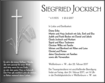 Traueranzeige von Siegfried Jockisch von Neue Presse Coburg