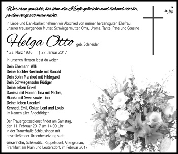 Traueranzeige von Helga Otto von Südthüringer Presse