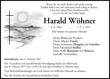 Traueranzeige von Harald Wöhner von Neue Presse Coburg