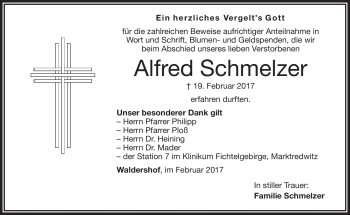 Traueranzeige von Alfredq Schmelzer von Frankenpost