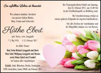 Traueranzeige von Käthe Ebert von Südthüringer Presse
