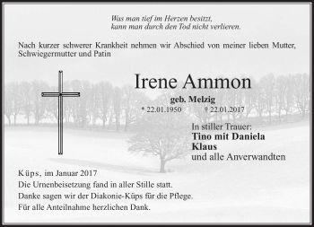 Traueranzeige von Irene Ammon von Neue Presse Coburg