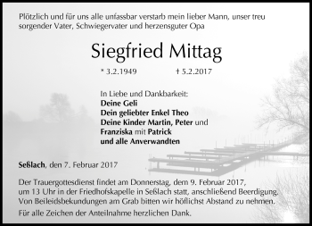 Traueranzeige von Siegfried Mittag von Neue Presse Coburg