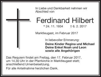 Traueranzeige von Ferdinand Hilbert von Frankenpost
