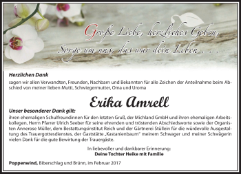 Traueranzeige von Erika Amrell von Südthüringer Presse