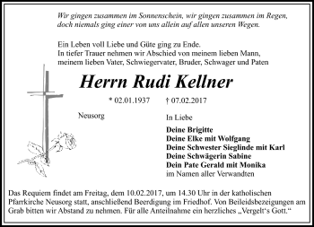 Traueranzeige von Rudi Kellner von Frankenpost