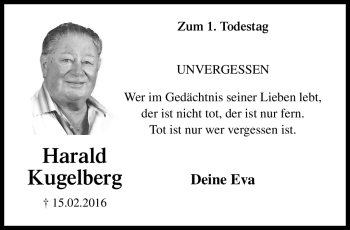 Traueranzeige von Harald Kugelberg von Neue Presse Coburg