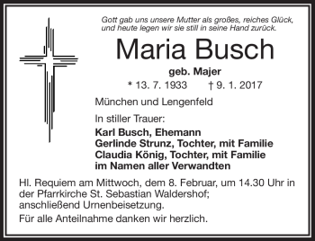 Traueranzeige von Maria Busch von Frankenpost