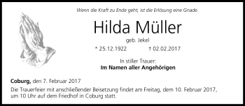 Traueranzeige von Hilda Müller von Neue Presse Coburg