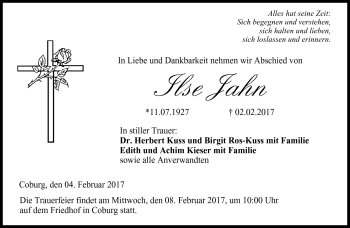 Traueranzeige von Ilse Jahn von Neue Presse Coburg