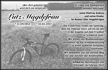 Traueranzeige von Lutz Mägdefrau von Südthüringer Presse
