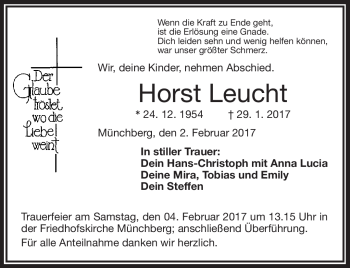 Traueranzeige von Horst Leucht von Frankenpost