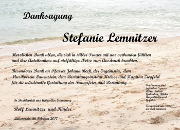 Traueranzeige von Stefanie Lemnitzer von Neue Presse Coburg
