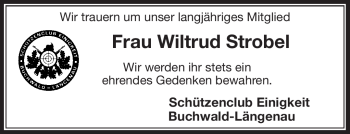 Traueranzeige von Wiltrud Strobel von Frankenpost