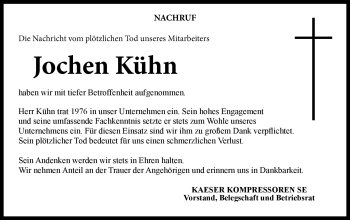 Traueranzeige von Jochen Kühn von Neue Presse Coburg