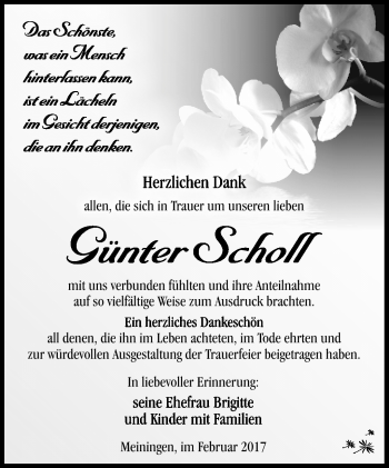 Traueranzeige von Günter Scholl von Südthüringer Presse