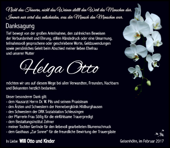 Traueranzeige von Helga Otto von Südthüringer Presse