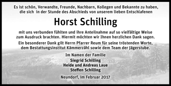 Traueranzeige von Horst Schilling von Südthüringer Presse