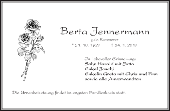 Traueranzeige von Berta Kammerer von Frankenpost