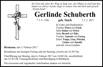 Traueranzeige von Gerlinde Schuberth von Neue Presse Coburg