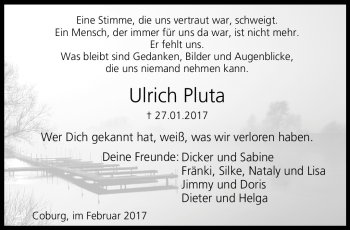 Traueranzeige von Ulrich Pluta von Neue Presse Coburg