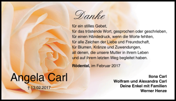 Traueranzeige von Angela Carl von Neue Presse Coburg