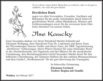 Traueranzeige von Ilse Kaucky von Südthüringer Presse