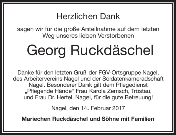 Traueranzeige von Georg Ruckdäschel von Frankenpost