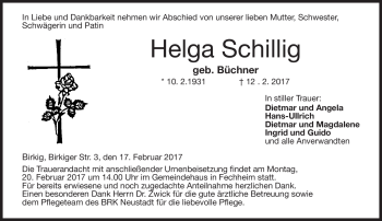 Traueranzeige von Helga Schilling von Neue Presse Coburg