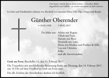 Traueranzeige von Günther Oberender von Neue Presse Coburg