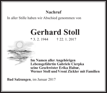 Traueranzeige von Gerhard Stoll von Südthüringer Presse