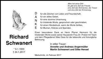 Traueranzeige von Richard Schwanert von Neue Presse Coburg