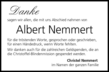 Traueranzeige von Albert Nemmert von Neue Presse Coburg
