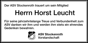 Traueranzeige von Horst Leucht von Frankenpost
