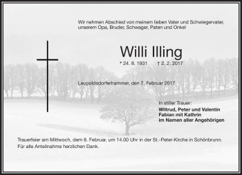 Traueranzeige von Willi Illing von Frankenpost