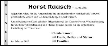 Traueranzeige von Horst Rausch von Neue Presse Coburg