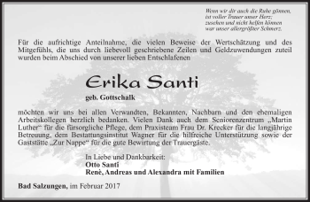 Traueranzeige von Erika Santi von Südthüringer Presse