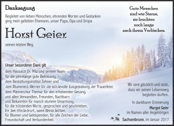 Traueranzeige von Horst Geier von Südthüringer Presse