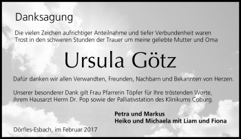 Traueranzeige von Ursula Götz von Neue Presse Coburg