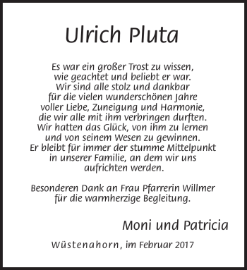 Traueranzeige von Ulrich Pluta von Neue Presse Coburg