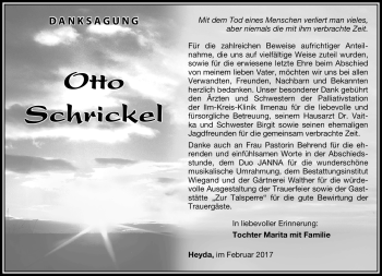 Traueranzeige von Otto Schrickel von Südthüringer Presse