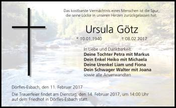 Traueranzeige von Ursula Götz von Neue Presse Coburg