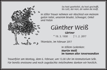 Traueranzeige von Günther Weiß von Frankenpost