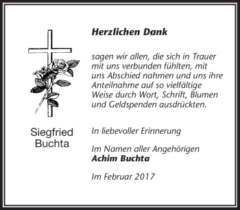 Traueranzeige von Siegfried Buchta von Frankenpost