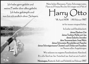 Traueranzeige von Harri Otto von Südthüringer Presse